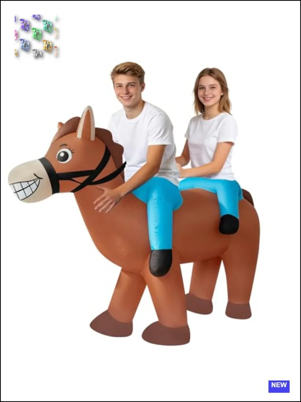 2-Person Inflatable Horse Costume Adult Ride On Funny Blow Up Suit Halloween